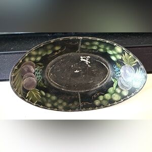 Antique Hand Painted 1800's Small Metal Toleware Tray Trinket Dish E. Klein OOAK